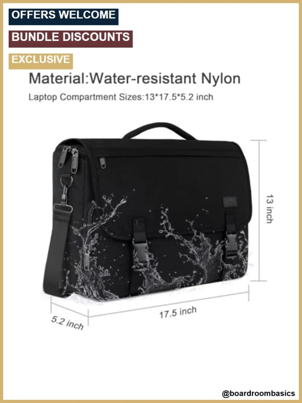 17.3 inch Laptop Bag, Large Capacity Lightweight Crossbody Messenger Satchel